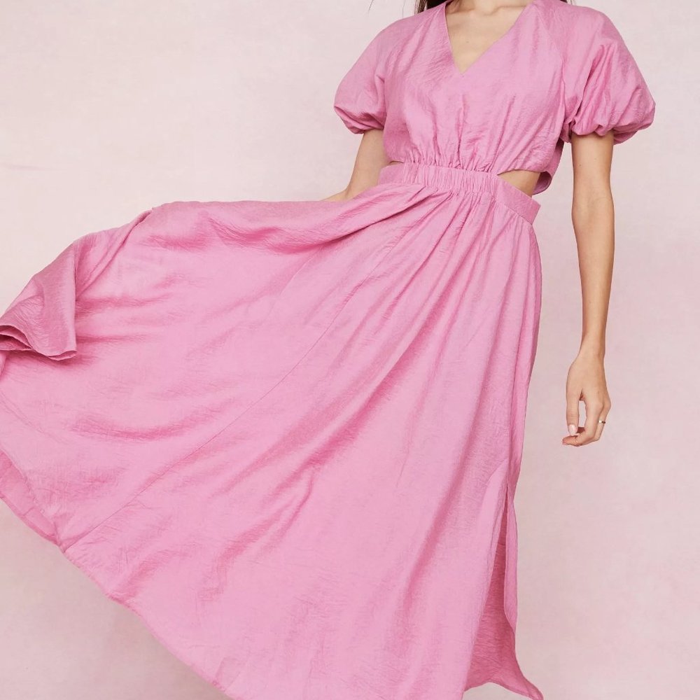Nasty Gal Fuchsia Maxi Cut Out Dress